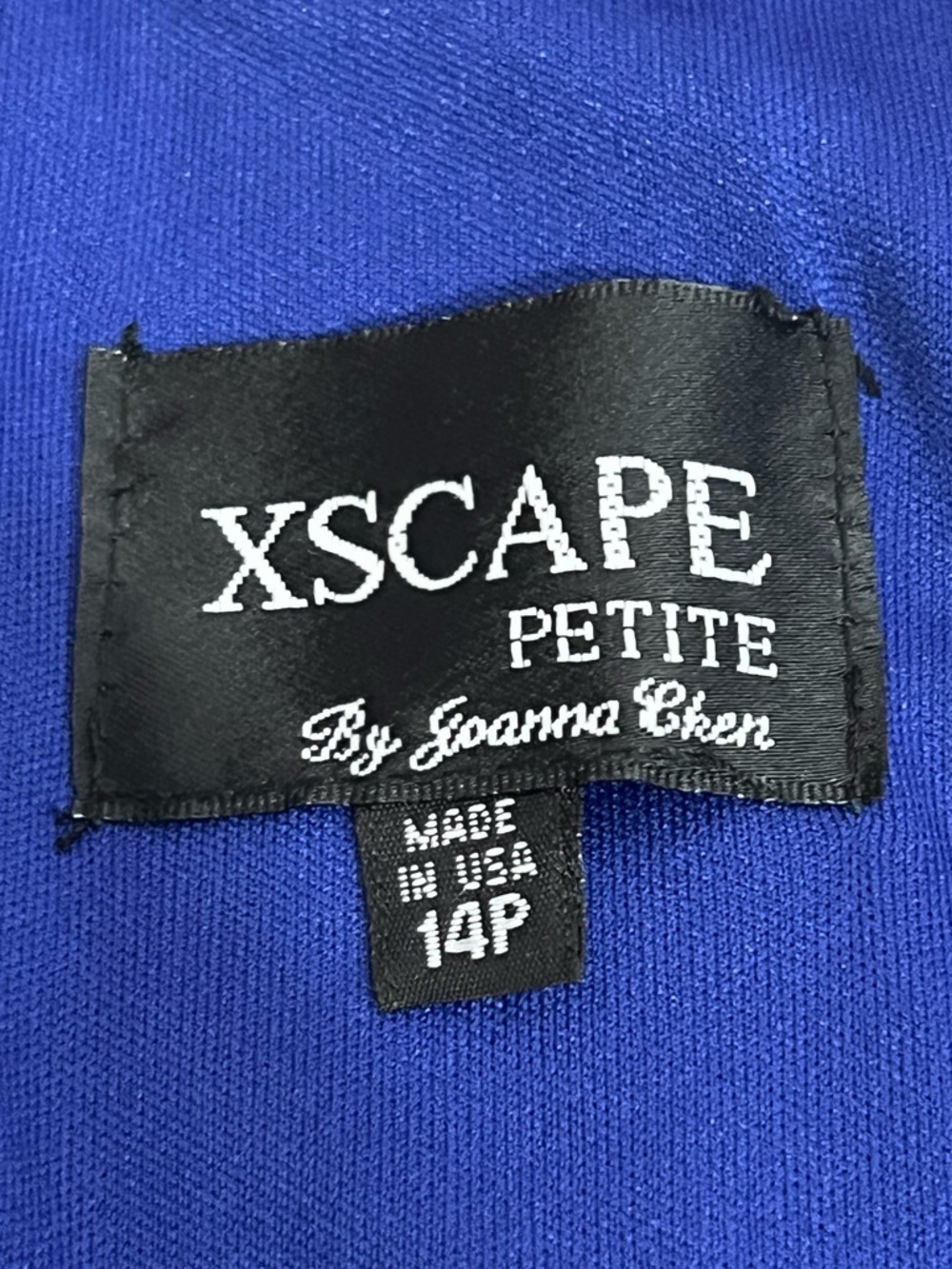 XSCAPE Pleated Blouson Halter Indigo Blue Dress w. Gold Snake Chain - Size 14P - Picture 12 of 14